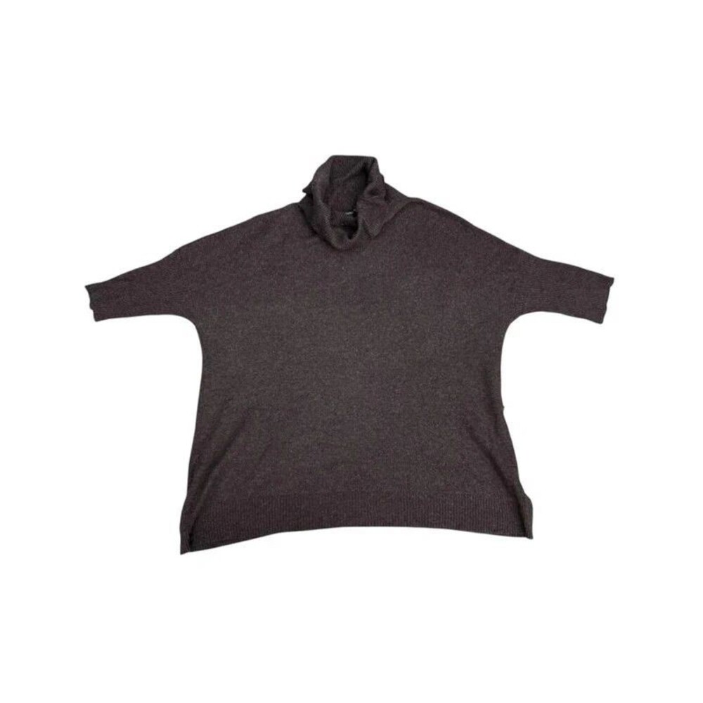 Eileen Fisher Oversized Cocoon Boxy Turtleneck Poncho Sweater Brown - XL